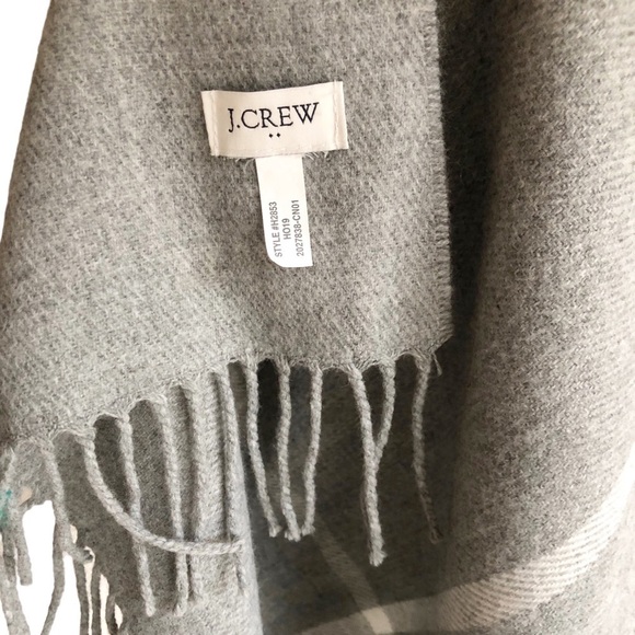 J. Crew Classic Plaid Heather Dusk Gray Ivory Scarf - Picture 11 of 13